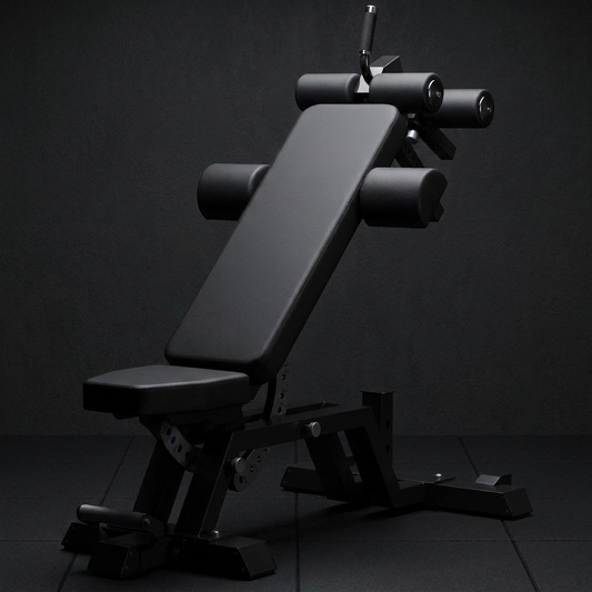 AXV Anvil adjustable weight bench in a dark home gym