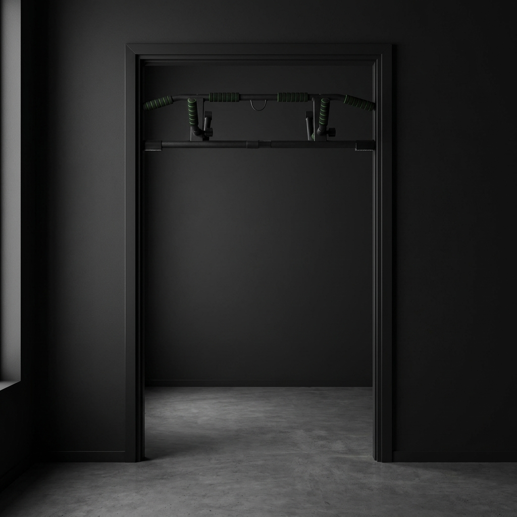 AXV Ascend pull up bar mounted in a dark doorway