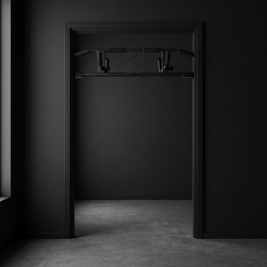 AXV Ascend pull up bar mounted in a dark doorway