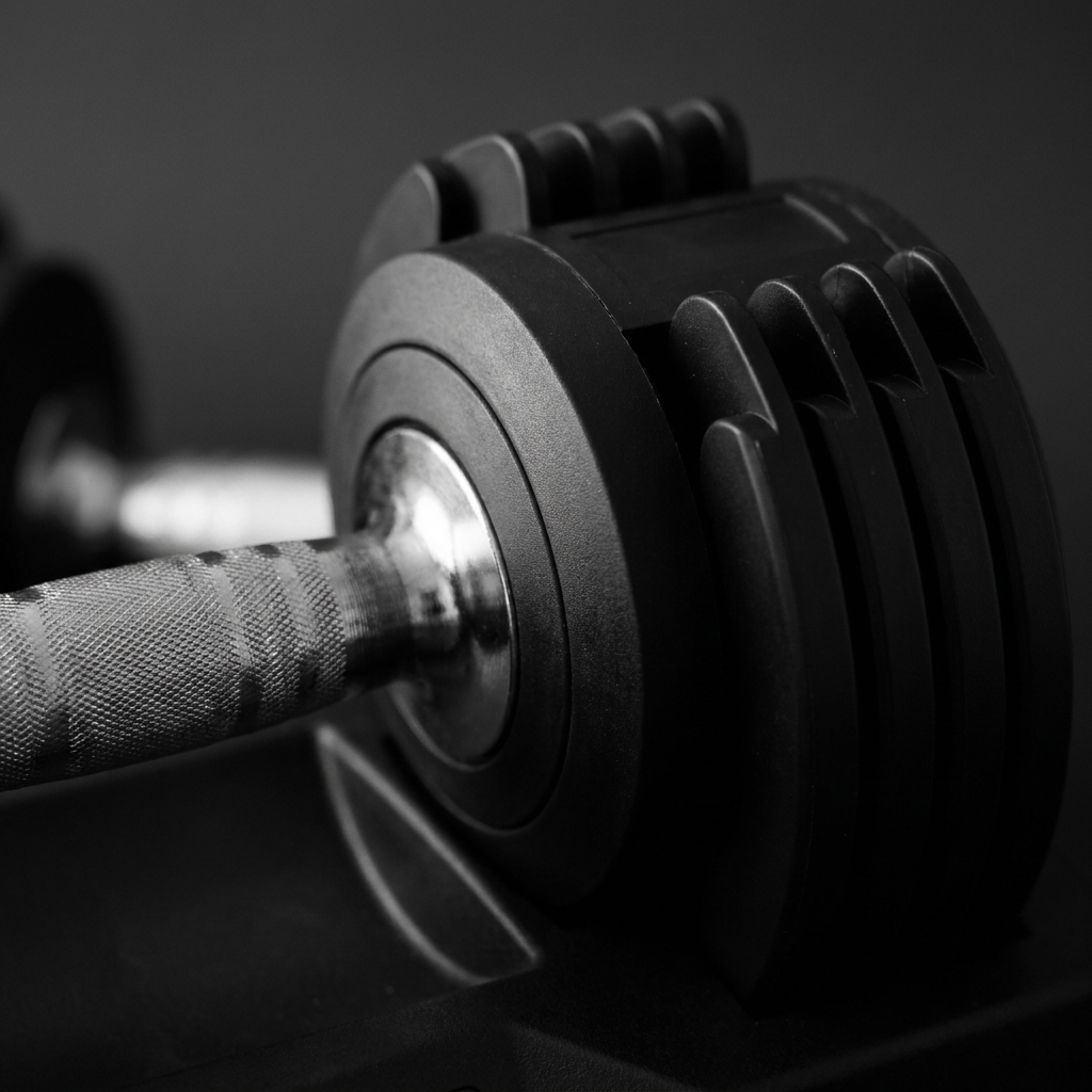 AXV Shift adjustable dumbbell handle and plate detail