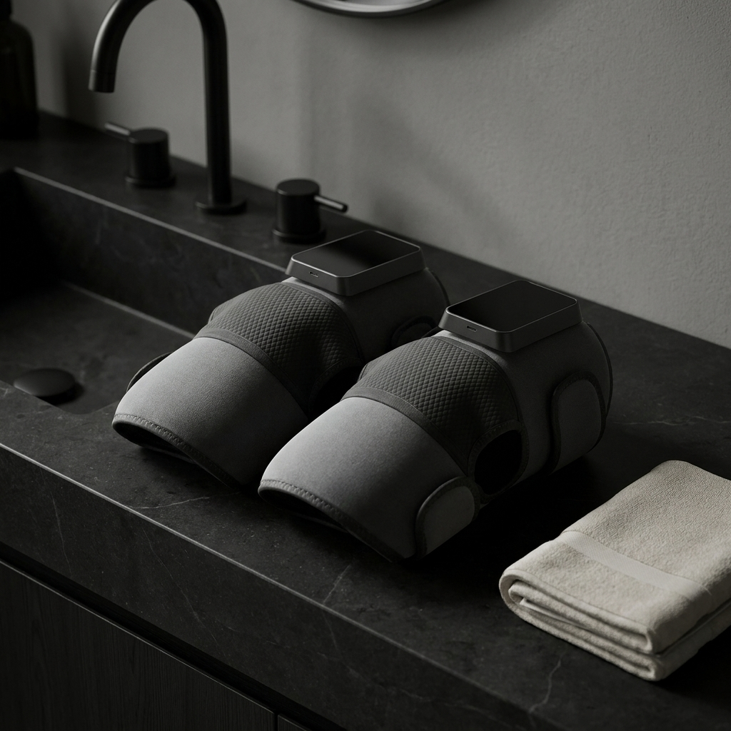 AXV Flow massager on a dark stone bathroom counter