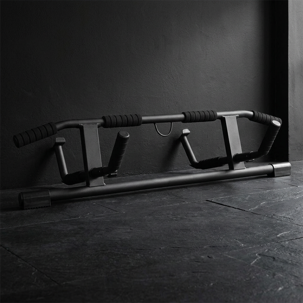 AXV Ascend pull up bar leaning against a matte black wall